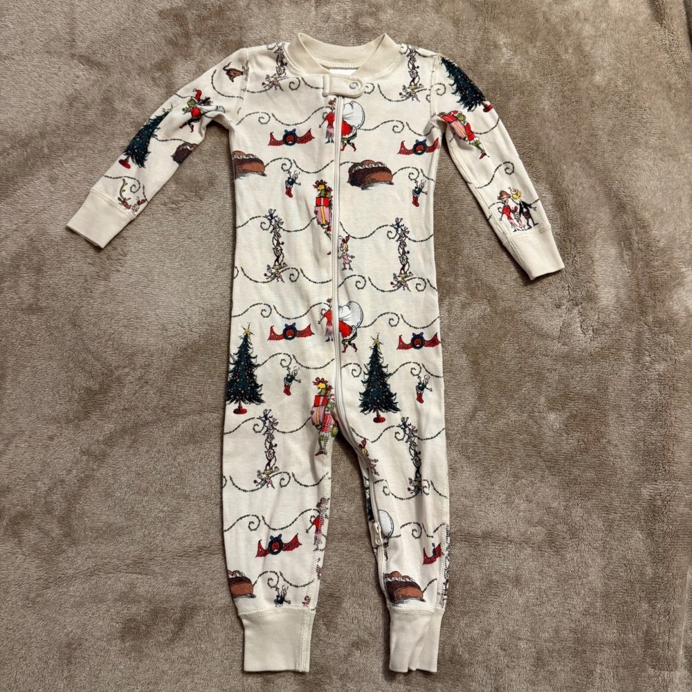 Hanna Andersson Grinch Christmas Pajamas Organic Cotton Sleeper 18-24M